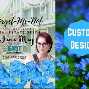 Forget-me-Not, Custom Realtor Pop By Tag, Real Estate Pop By Tag, Custom Digital Download, Printable Business Referral
