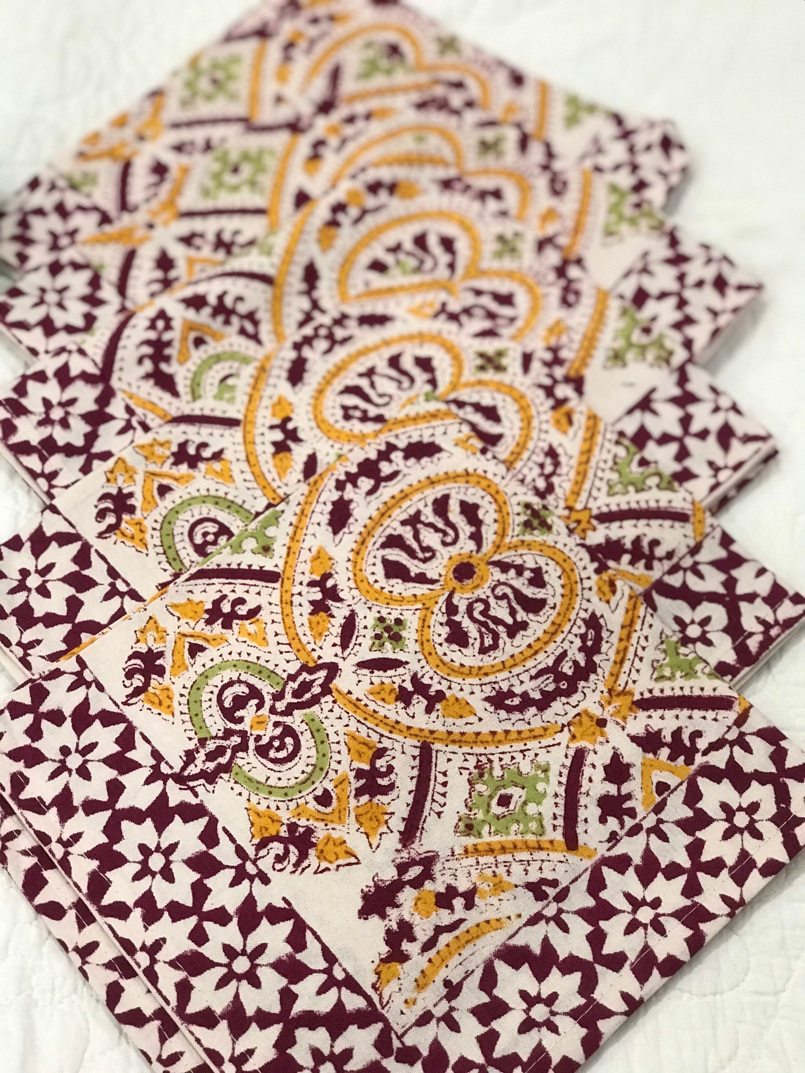 Cotton Dinner Napkins/indian Cotton Napkins/block Print Etsy