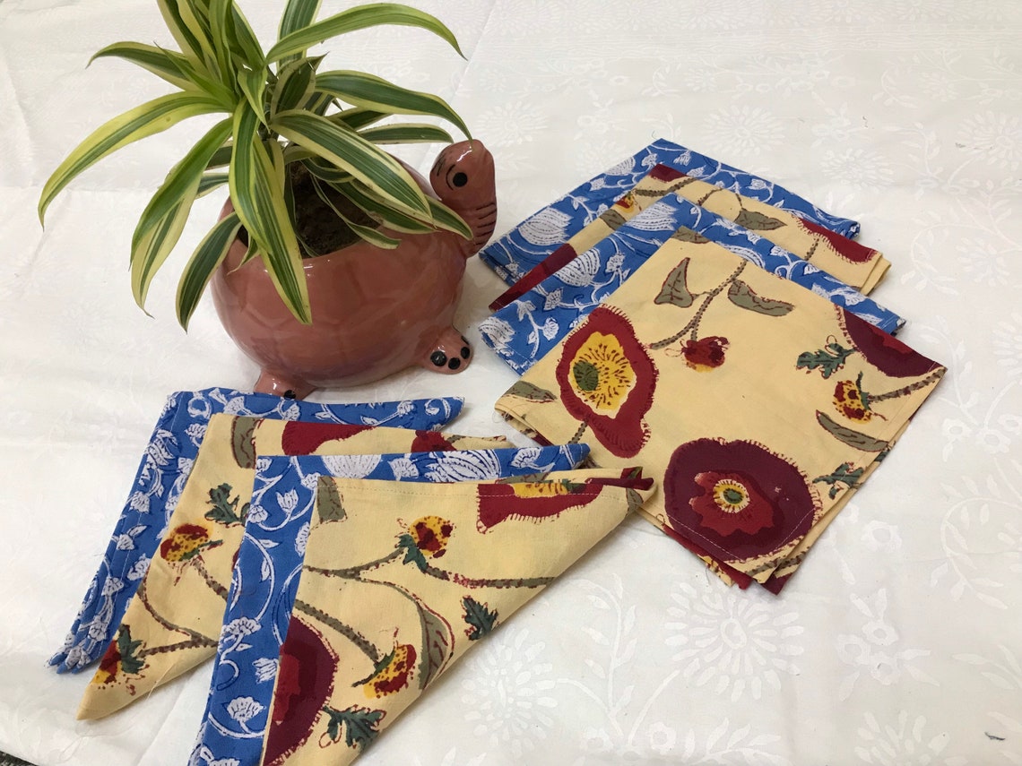 Cotton Dinner Napkins/indian Cotton Napkins/block Print Napkin/cotton
