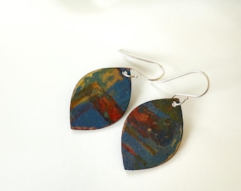 Copper Enamel Multi-color Earrings