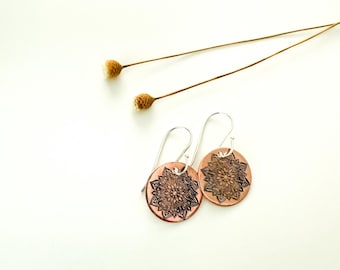 Copper Mandala Earrings