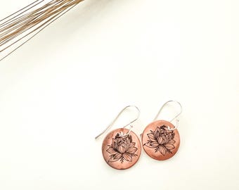 Copper Lotus Earrings