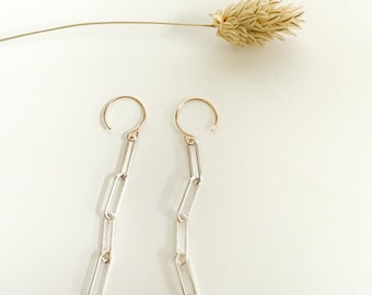 Paperclip Dangle Earrings in Sterling Silver