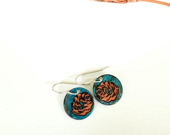 Copper + Patina Pine Cone Earrings