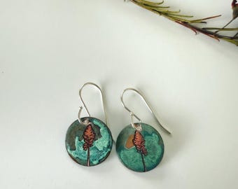 Copper + Patina Pine Tree Earrings