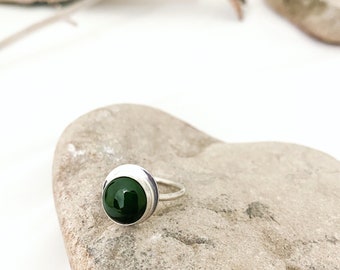 Jade & Sterling Silver Ring sz 7 3/4