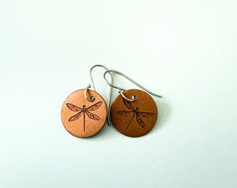 Copper Dragonfly Earrings