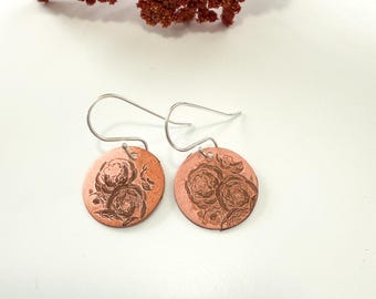 Copper Peony Earrings