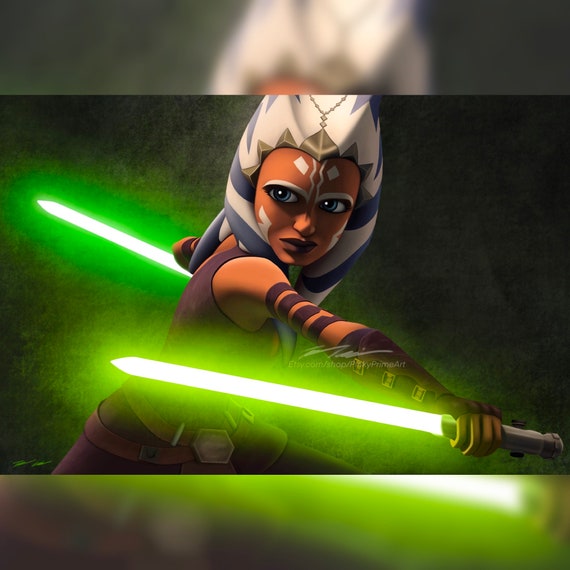 Star Wars the Clone Wars Ahsoka Tano green Lightsabers Etsy