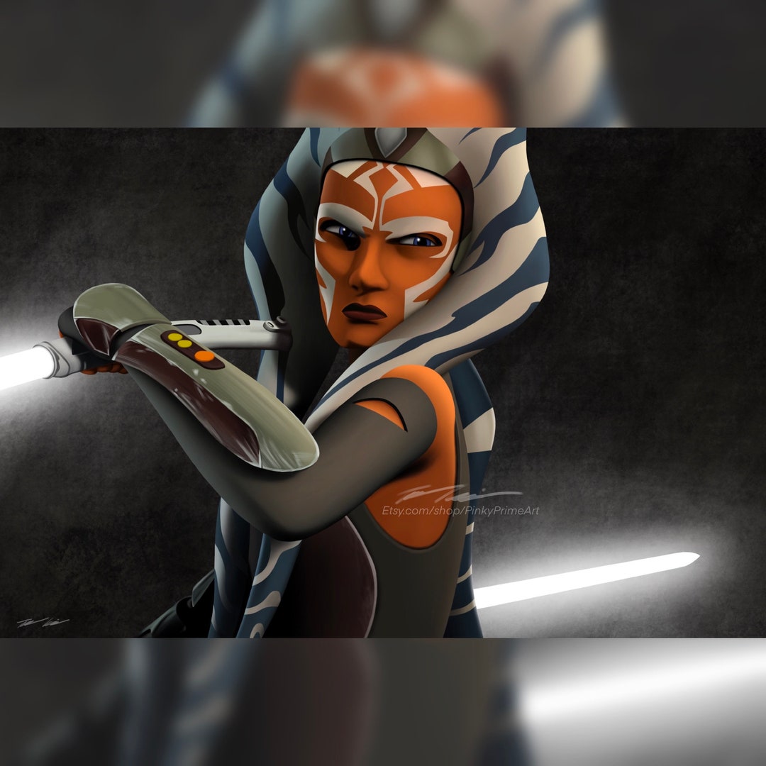 Star Wars Rebels Ahsoka Tano white Lightsabers Giclee Print Etsy