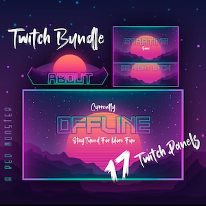 Arcade Twitch Bundle - Offline Screen, Be right Back Screen, Starting Soon Screen +17 Twitch Panels