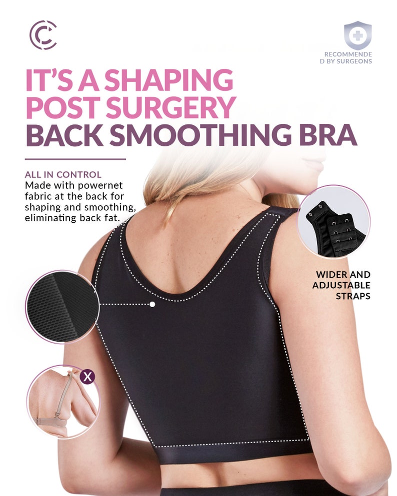 CURVEEZ Post Surgery Front Closure Wirelass Bra Compression Shapewear