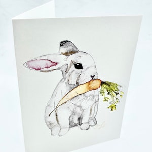 watercolor bunny card, Handmade note cards, watercolor painting, Easter, bunny, Easter bunny, nursery, cute watercolor , art ,original