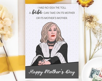 Moira Rose bébé Schitt's Creek Tarjeta del Día de las Madres, Regalo divertido para mamá, Nueva mamá, Abuela, Maternidad, Feliz Día de las Madres, Hecho a mano, En blanco