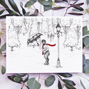 Tumnus no Lamppost Art Print, O Leão, a Bruxa e a Decoração do Guarda-Roupa, Crônicas de Nárnia Wall Art, CS Lewis Woodland Forest