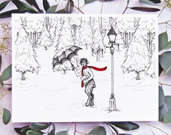 Lámina artística del Sr. Tumnus en la farola, decoración de El león, la bruja y el armario, arte mural de Las Crónicas de Narnia, Bosque de C.S. Lewis