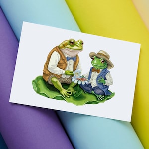 Frog and Toad Art Print, Cottagecore Aesthetic Literary Wall Décor, Cute Animals Kids Room Nursery Décor, Ideal Friends and Siblings Gift