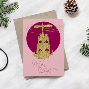 Świąteczna Piramida Kartka, Minimalistyczny Styl Mid-Century Modern, Luksusowa Ręcznie Robiona Kartka, Niemiecka Karuzela Narodzenia, Piramida Weihnachts