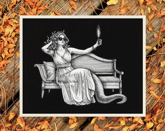 Medusa Mitología griega Arte de pared, Estética de la academia oscura, Decoración de pared de regalo literario, Impresión de arte de diosa feminista