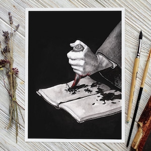 Horcrux Tom Riddle’s Diary, Dark Academia Wall Art, Magical Witchy Décor, Voldemort Basilisk Fang, Fantasy Art Moody Gothic Wizard Aesthetic