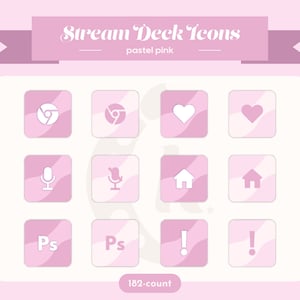 Elgato Stream Deck Icons - Tourbillon pastel minimaliste rose [182 Count]