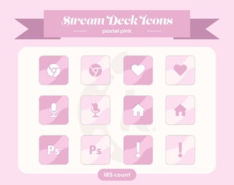 Elgato Stream Deck Icons - Pink Minimalistic Pastel Swirl [182 Count]