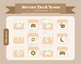 Elgato Stream Deck Icons - Vanilla Frosting Minimalistic Cake Dessert [182 Count]