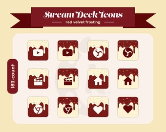 Elgato Stream Deck Icons - Red Velvet Frosting Minimalistic Cake Dessert [182 Count]