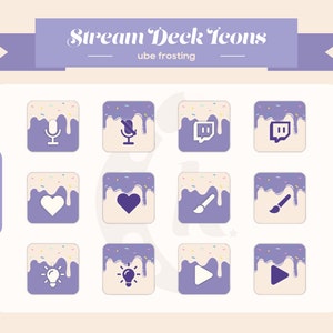 Elgato Stream Deck Icons - Ube Frosting Minimalistic Cake Dessert [182 Count]