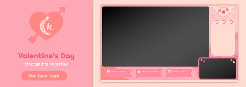 Twitch Streaming Overlay Valentine's Day Face Cam Ver. image 1