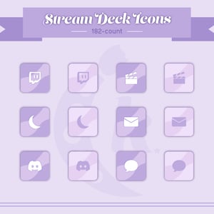 Elgato Stream Deck Icons - Purple Minimalistic Pastel Swirl [182 Count]