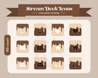 Elgato Stream Deck Icons - Chocolate Frosting Minimalistic Cake Dessert [182 Count]