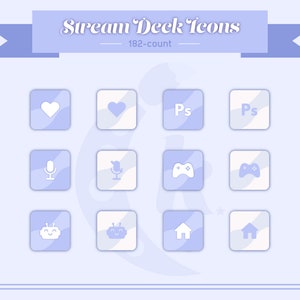 Elgato Stream Deck Icons - Tourbillon pastel minimaliste bleu pervenche [182 Count]