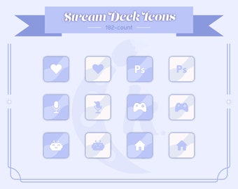 Elgato Stream Deck Icons - Periwinkle Blue Minimalistic Pastel Swirl [182 Count]