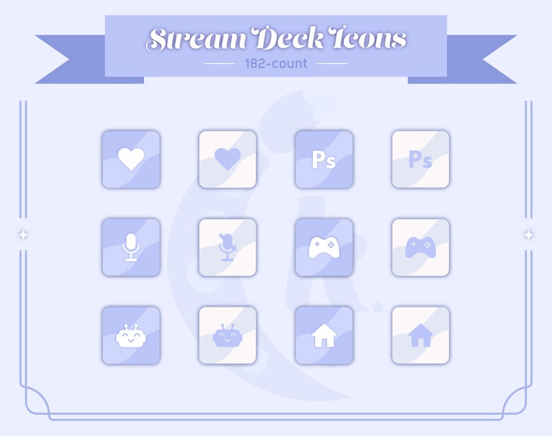 Elgato Stream Deck Icons Periwinkle Blue Minimalistic Pastel Swirl 182 Count image 1