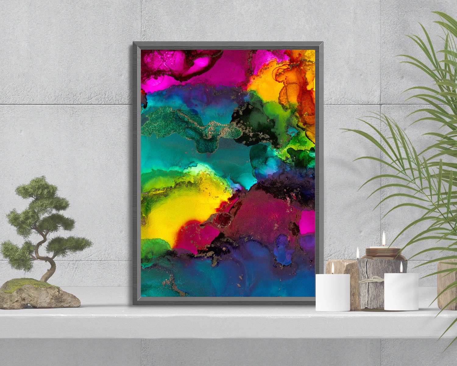 Alcohol Ink Digital Download Jewel Tone /& Brass Drips