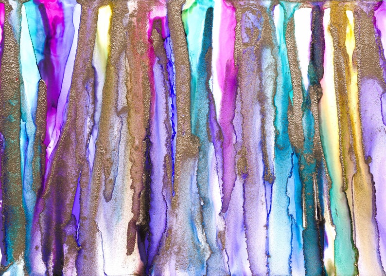 Alcohol Ink Digital Download Jewel Tone /& Brass Drips
