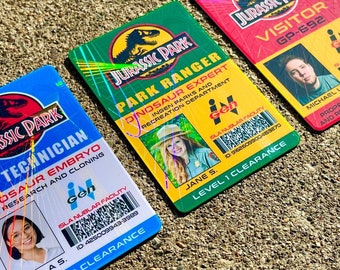 Jurassic Park ID Badge  [Customize with your FACE or NAME]  With Hologram + Ultra Realistic Prop