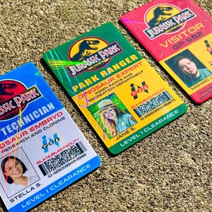 Jurassic Park ID Badge  [Customize with your FACE or NAME]  With Hologram + Ultra Realistic Prop