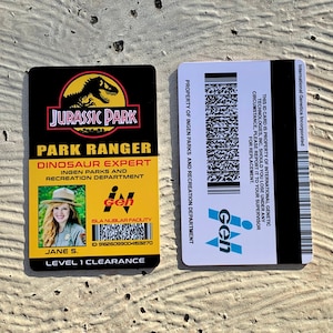 Jurassic Park Ranger ID Badge  [Customize with your FACE or NAME]  Professionally Design - Ultra Realistic