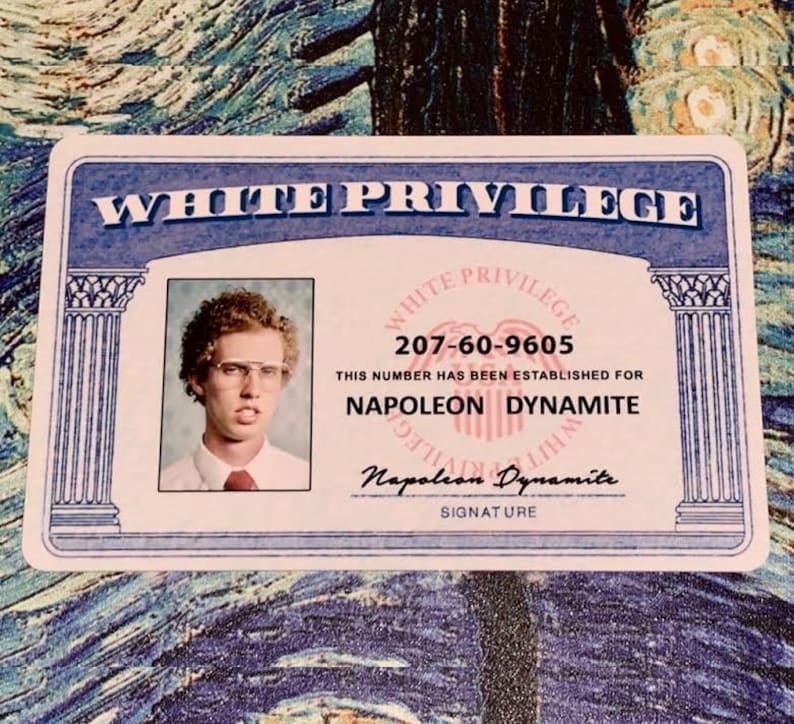 Official White / Black Privilege ID Card  Thick Plastic Card WHITE ID NAME/FACE