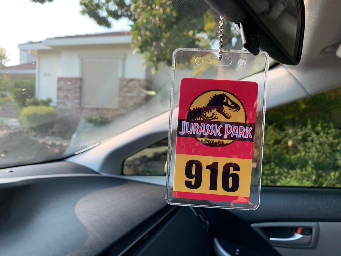 Jurassic Park Vehicle Rearview Mirror Tag Pass double Side Etsy