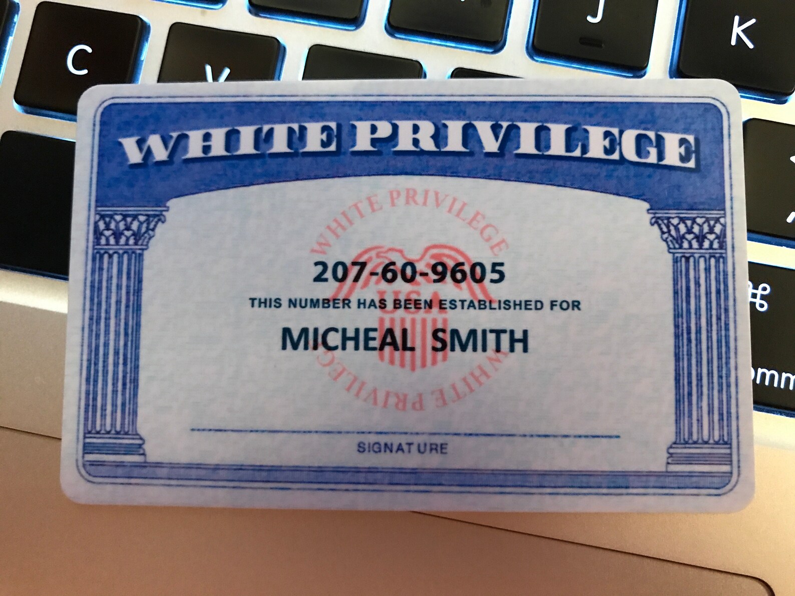 Official White / Black Privilege ID Card Thick Plastic Card Etsy