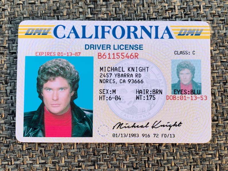Knight Rider Michael Knight Drivers License Prop ID CARD KITT Etsy Canada