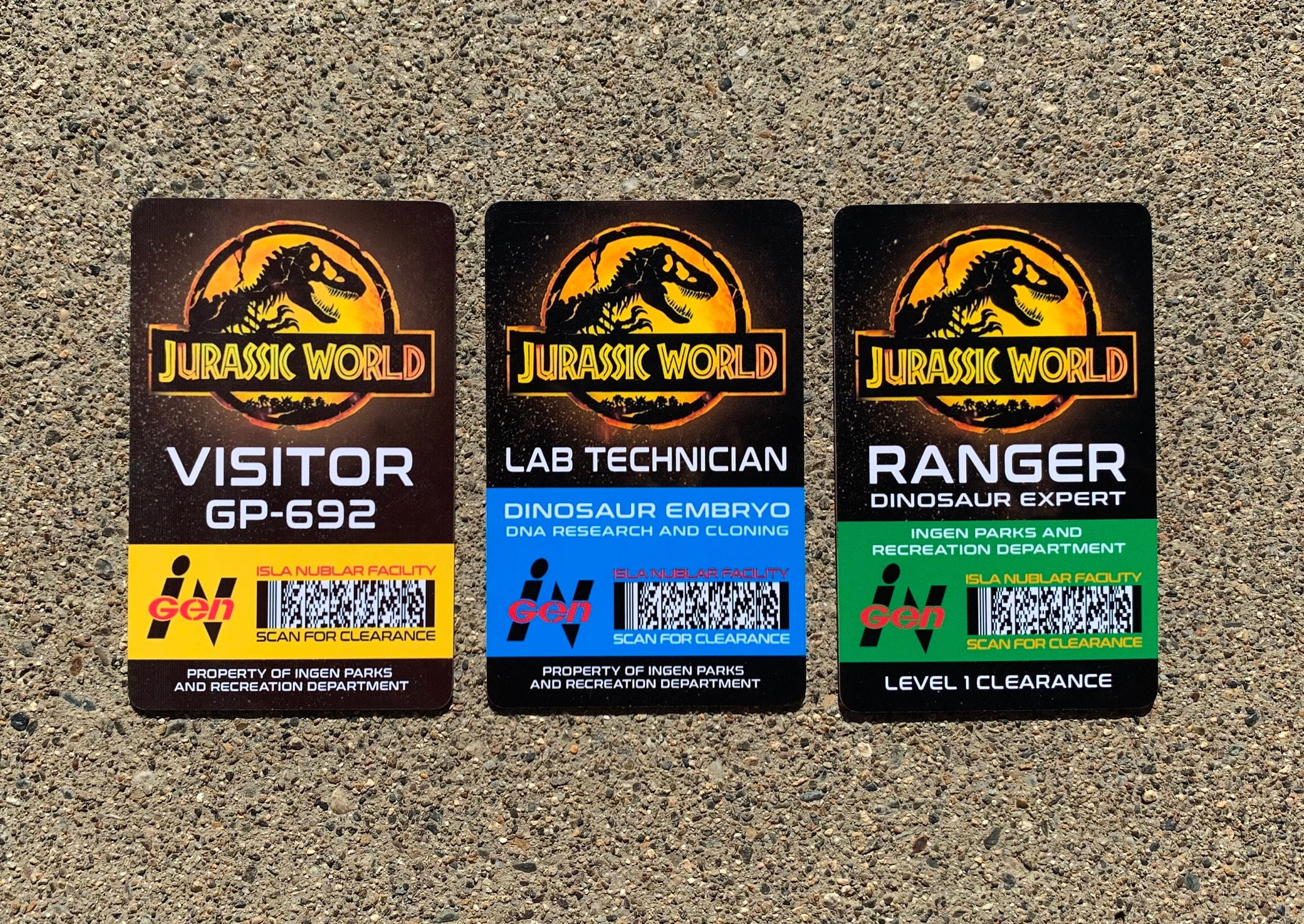 Jurassic Park Set Prop ID Badge: Lab Tech / Visitor / Park - Etsy