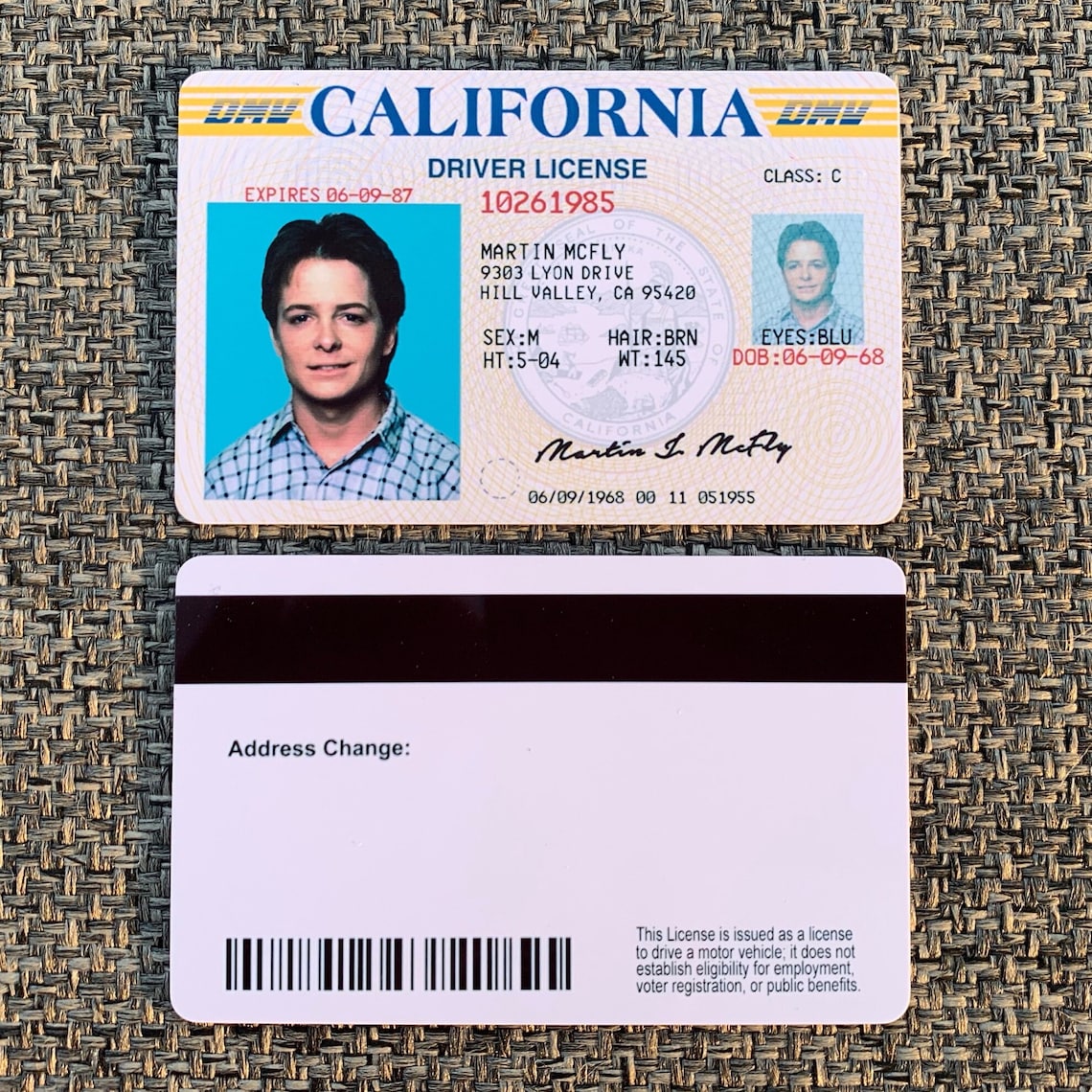 Marty Mcfly ID CARD Back to the Future Michael J Fox Etsy
