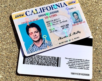 Marty McFly ID CARD - Back to the Future - Michael J Fox - License - Prop Mc FLY