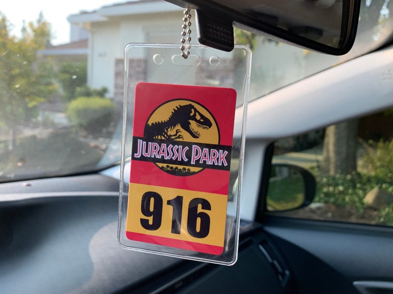 Jurassic Park Vehicle Rear view Mirror Tag Pass Double Side Etsy