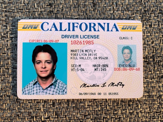 Marty Mcfly ID CARD Back to the Future Michael J Fox | Etsy Israel