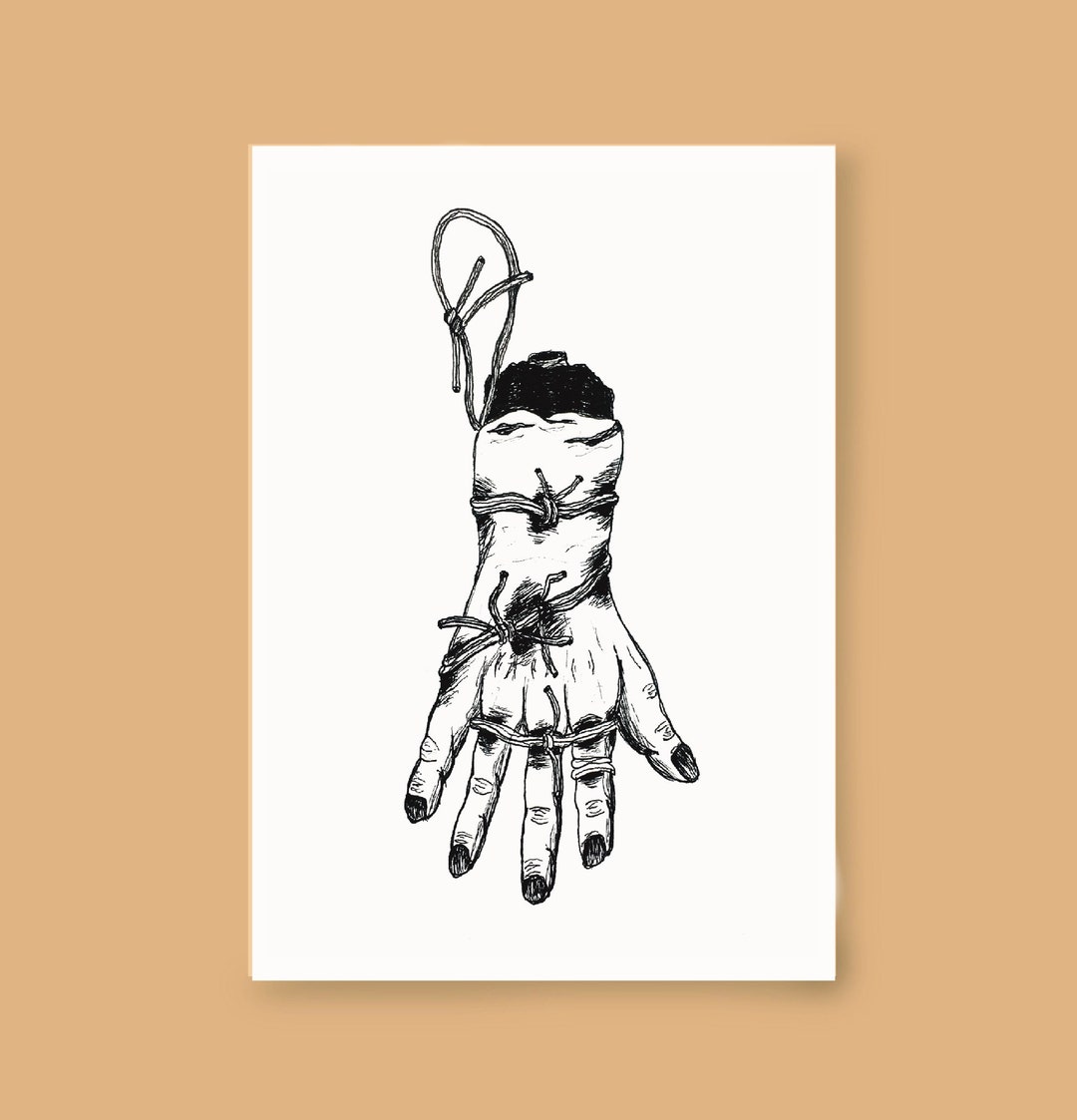 Bloody Hand Art Print A5 or A4 Wall Art Ink Drawing - Etsy UK